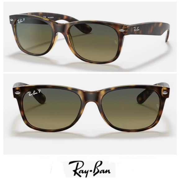 Ray-Ban Accessories - RAY-BAN Italy RB2132 New Wayfarer Tortoise Green Lens Gradient Polarize Sunglass